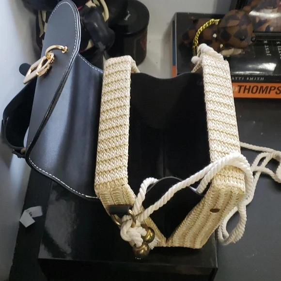 Women Mini Straw Woven Cross-body Shoulder Bag Top-handle Bag Handbag - Picture 5 of 7